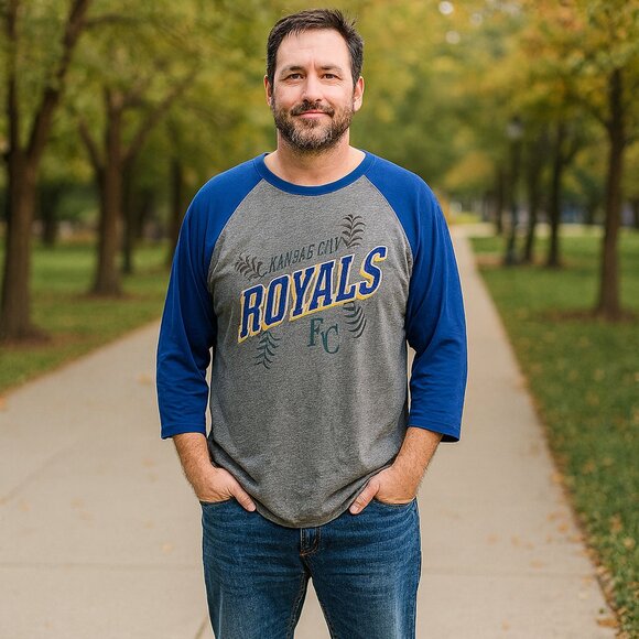 Kansas City Royals Genuine Merchandise Shirt Men L Blue MLB Baseball Athletic - Picture 1 of 11